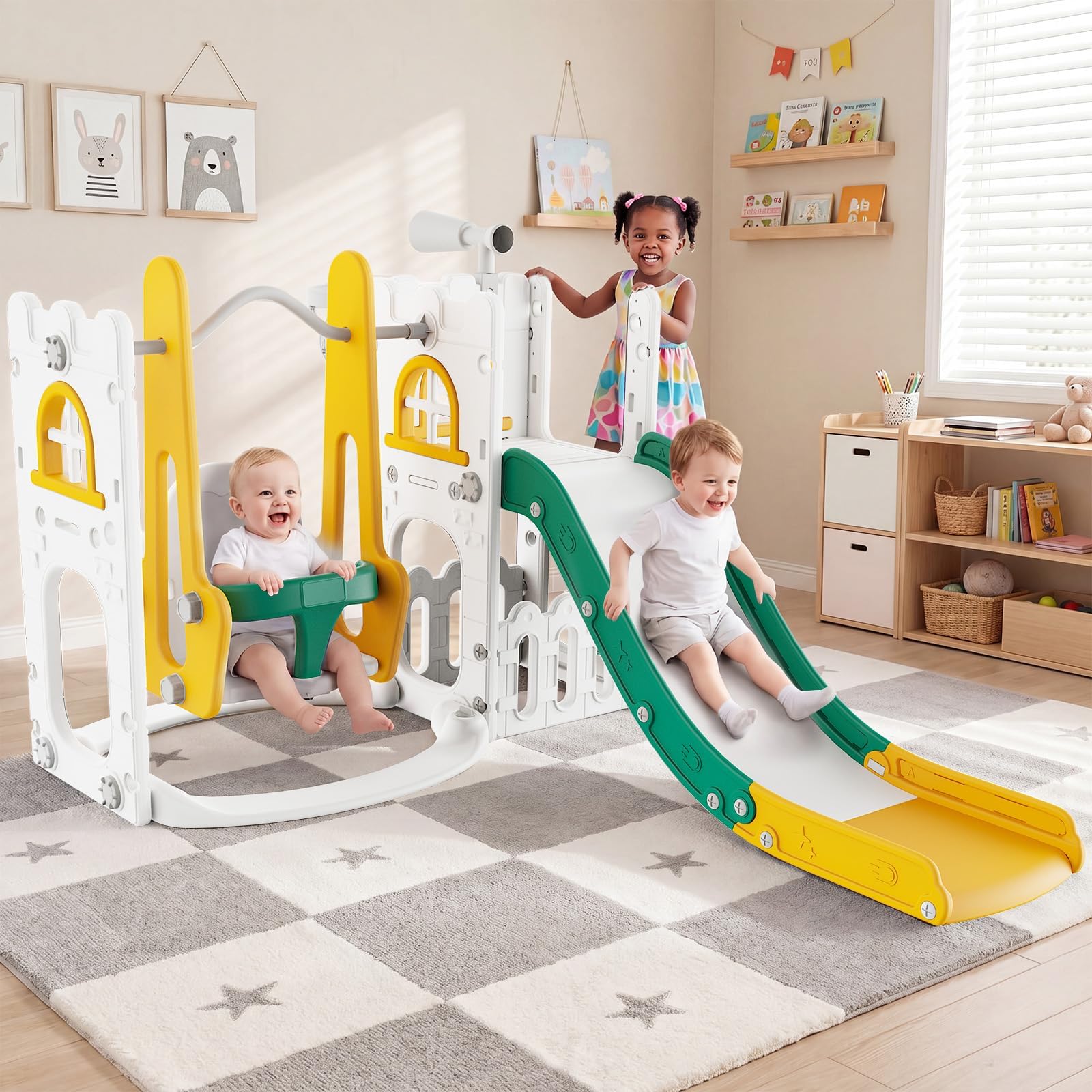 Kids Outdoor Swing Set With Slide - Игровой комплекс 7 в 1 для