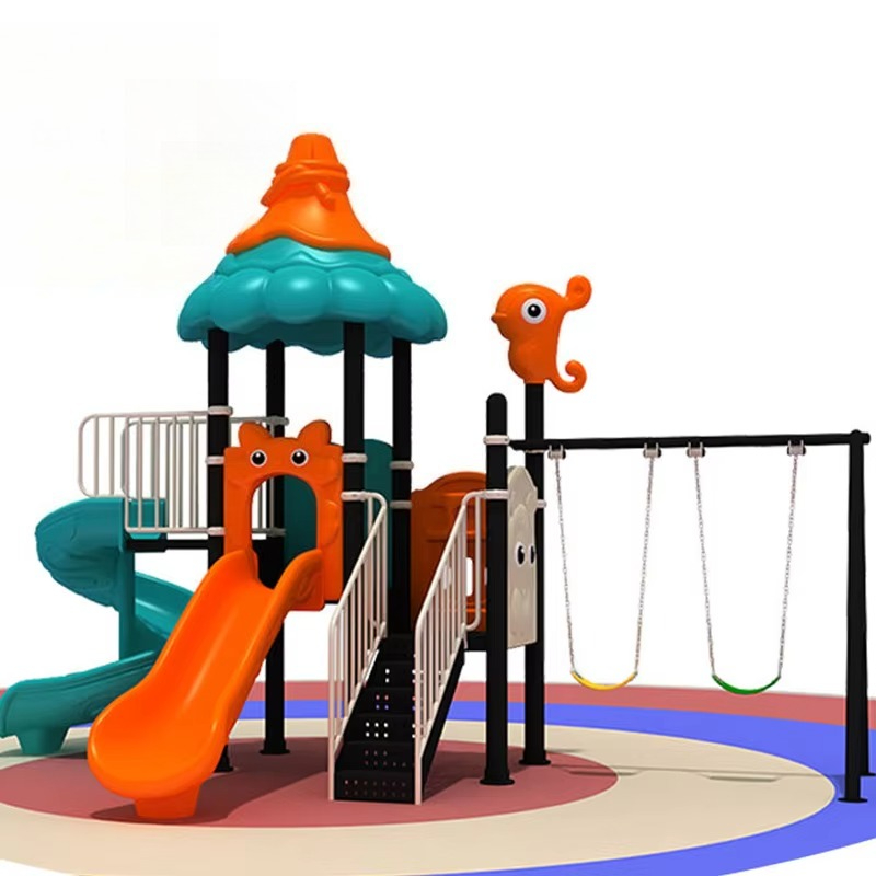 Kids Outdoor Swing Set With Slide - Большие прочные пластиковые детские качели, детский