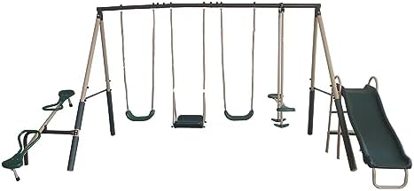 Kids Outdoor Swing Set With Slide - Уличный металлический игровой комплекс для детей