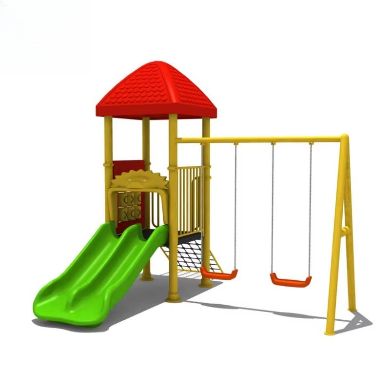 Kids Outdoor Swing Set With Slide - Детское уличное игровое оборудование из стали