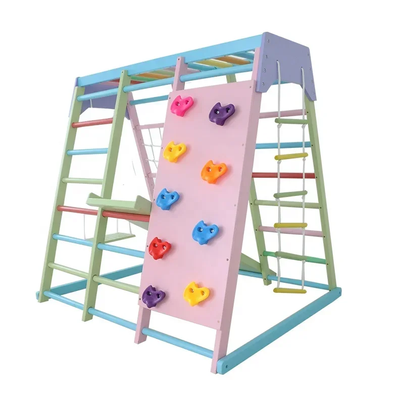 Kids Outdoor Swing Set With Slide - Детский деревянный игровой комплекс для дома