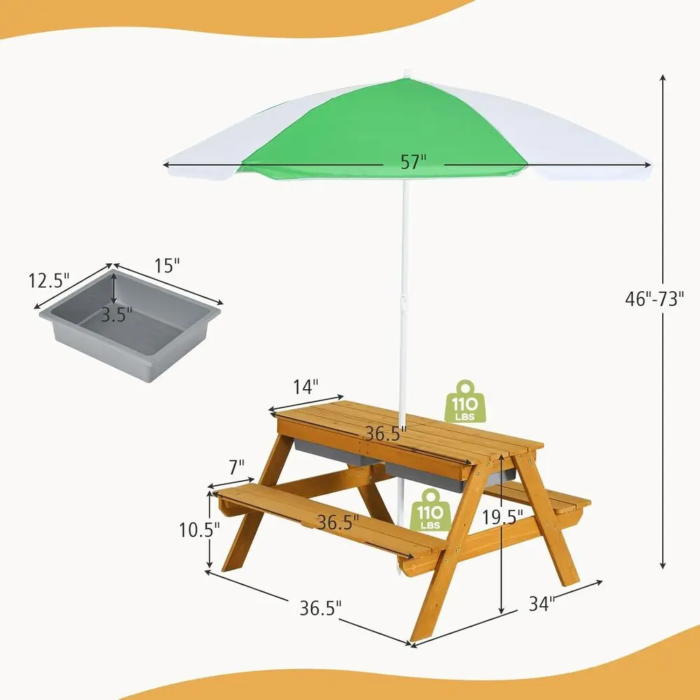 Детский столик-зонтик 3-в-1 с  – обзор и цена Kids Outdoor Water Table