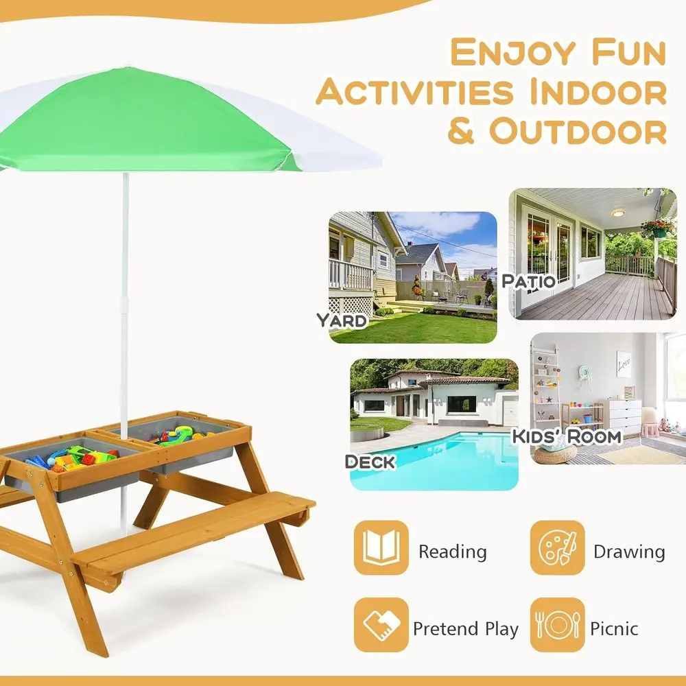 Детский столик-зонтик 3-в-1 с  – обзор и цена Kids Outdoor Water Table
