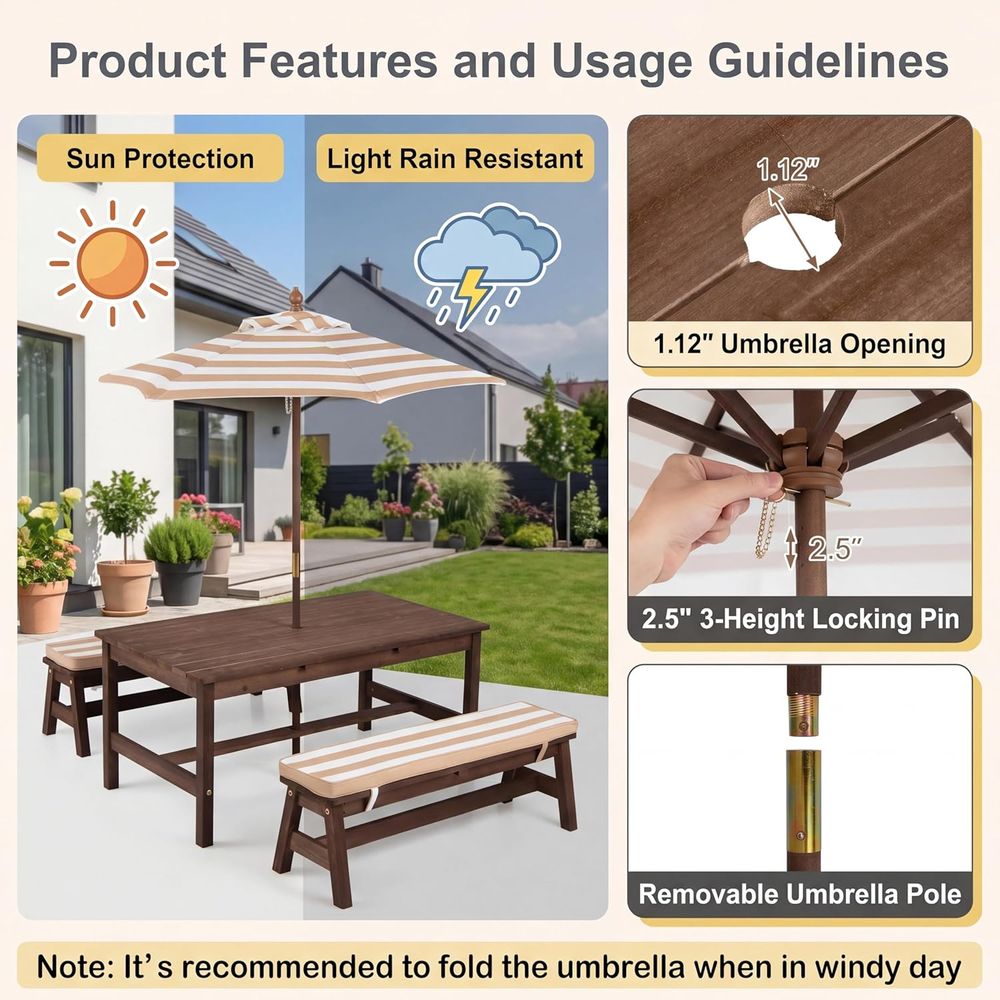 Детский стол для пикника, боль – обзор и цена Kids Outdoor Umbrella For Table