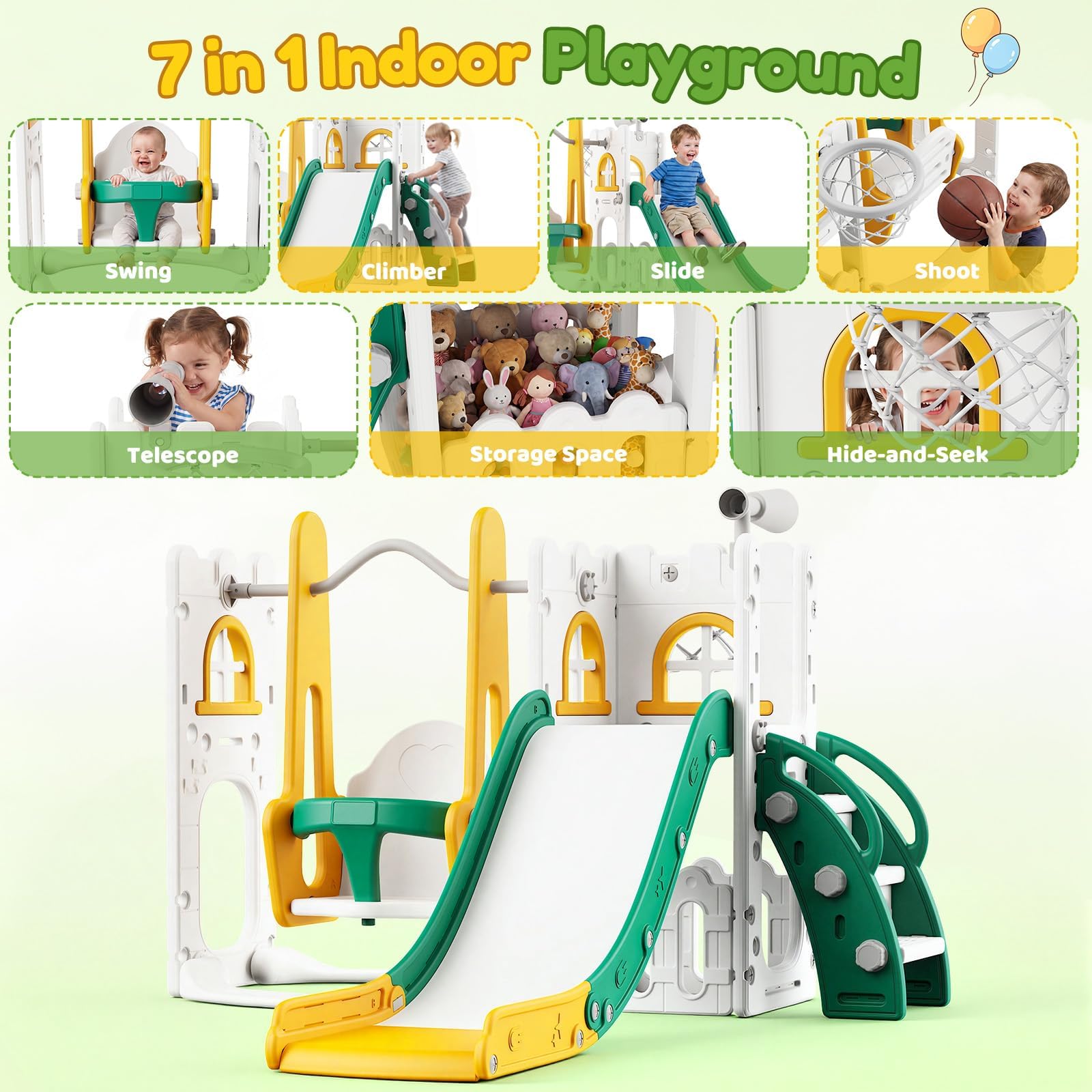 Игровой комплекс 7 в 1 для мал – обзор и цена Kids Outdoor Swing Set With Slide