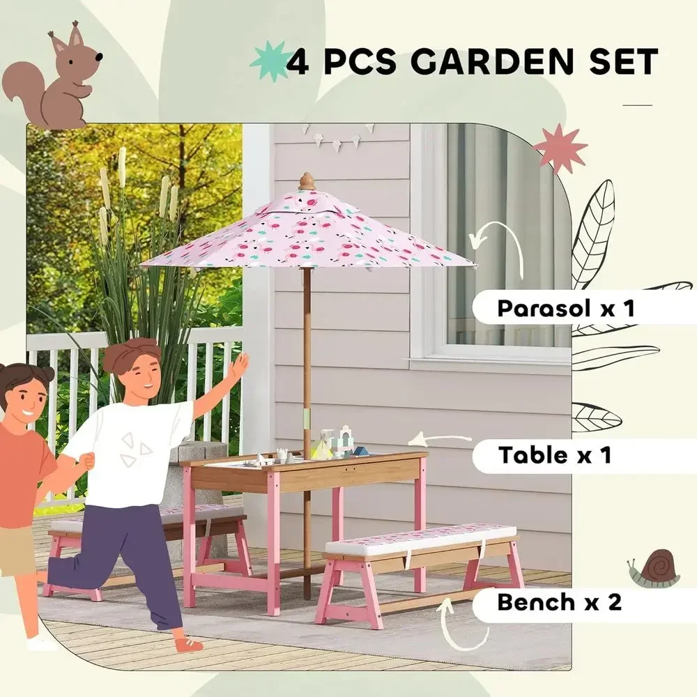 Деревянный набор для пикника с – обзор и цена Kids Outdoor Umbrella For Table
