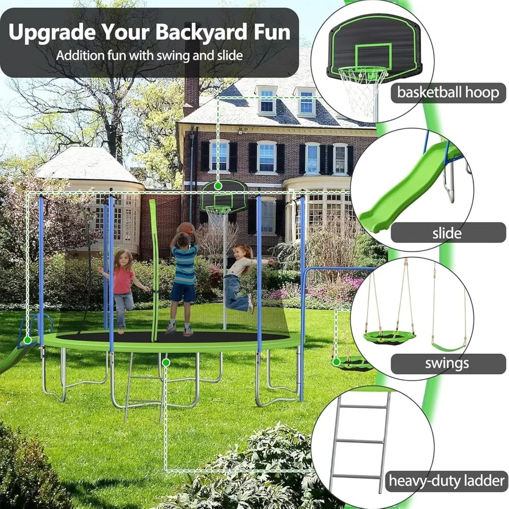 Батутный комплекс 12-14 футов  – обзор и цена Kids Outdoor Swing Set With Slide