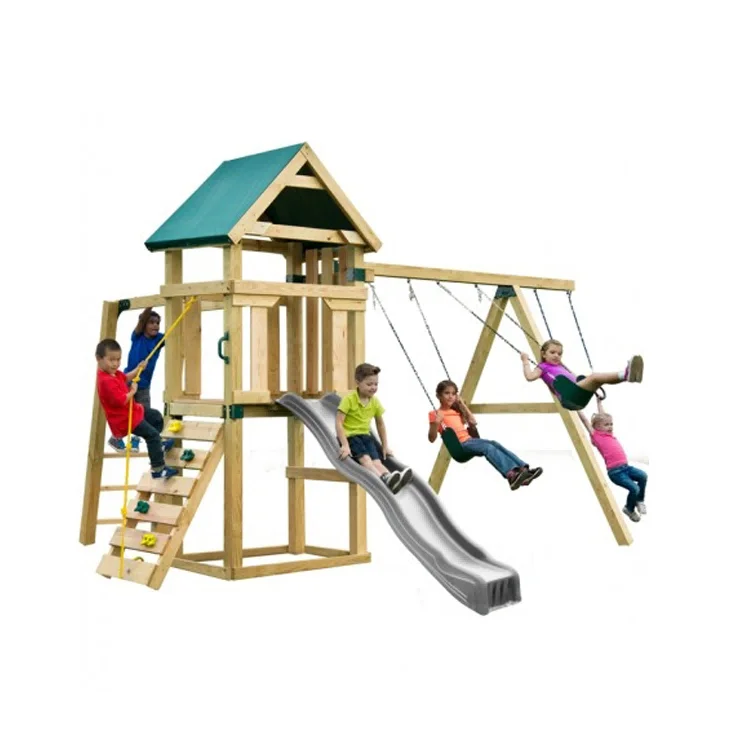 Деревянный уличный игровой ком – обзор и цена Kids Outdoor Swing Set With Slide